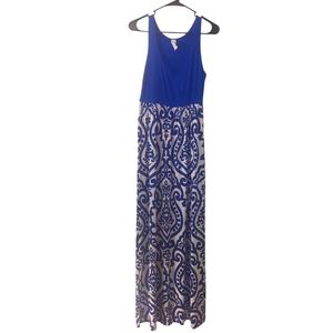 Elegant Blue and White Maxi Dress